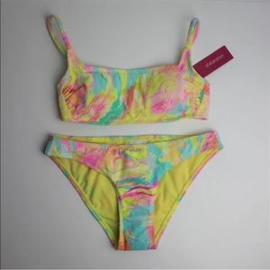 Xhilaration Juniors Ribbed Square Neck Bralette Bikini Target TieDye XS 00